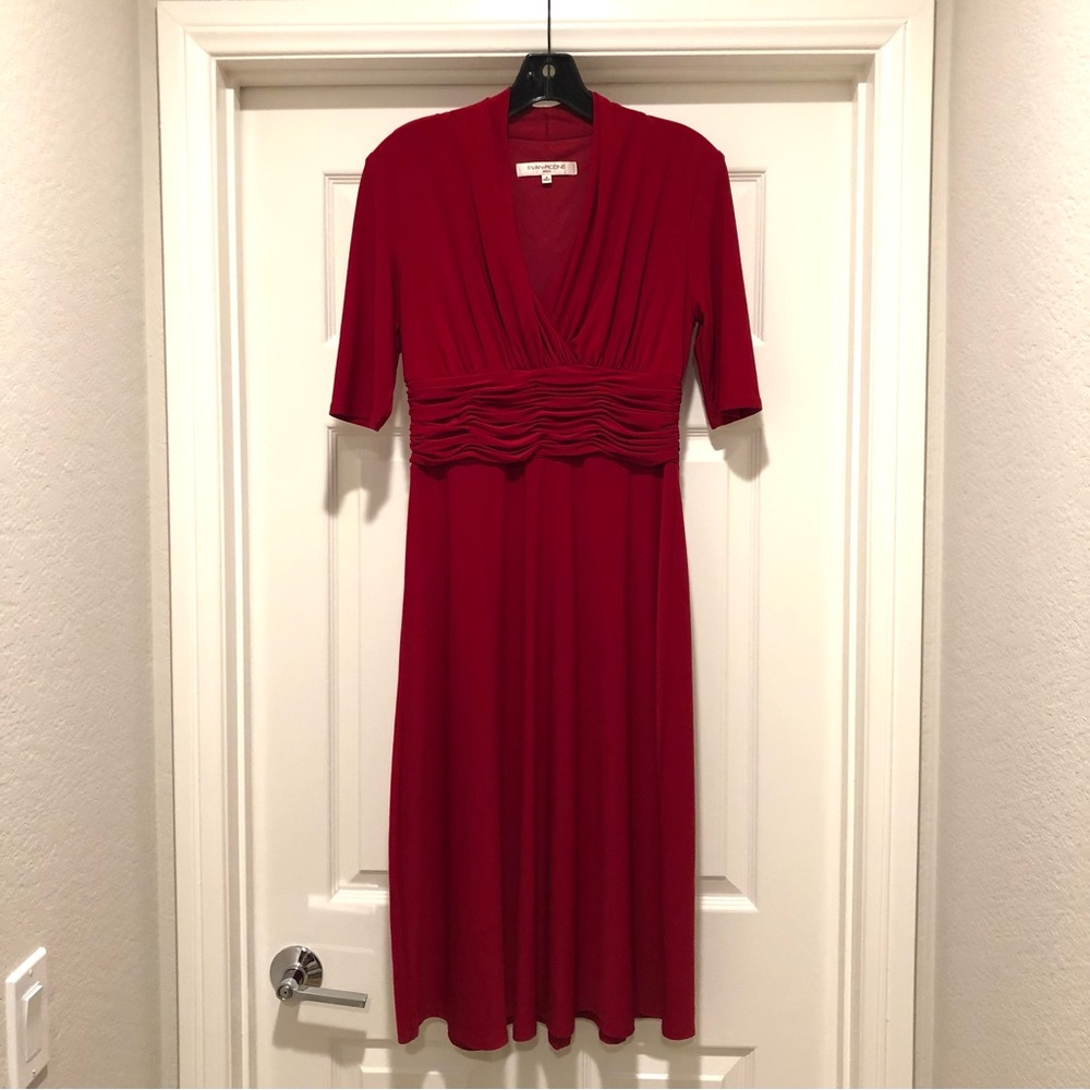 Gorgeous Red Midi Dress by Evan Picone Silky Size 4